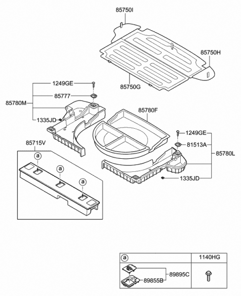 2011 Hyundai Elantra Touring Tray Assembly-Luggage Side,LH Diagram for 85750-2L600-WK