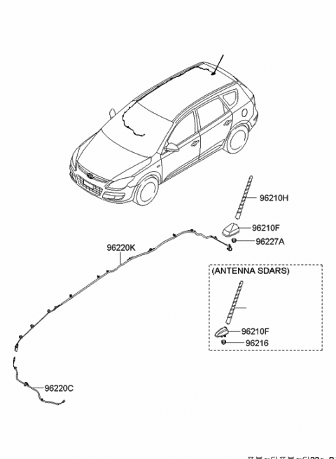 2008 Hyundai Elantra Touring Roof Antenna Assembly Diagram for 96250-2L150