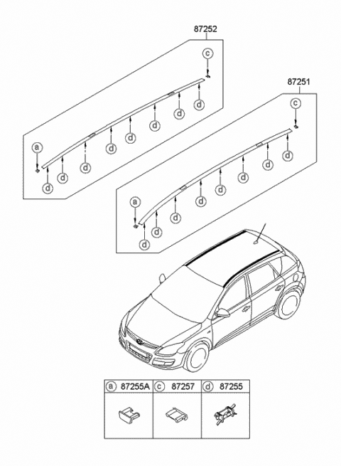 2008 Hyundai Elantra Touring Garnish Assembly-Roof Side,LH Diagram for 87251-2L100