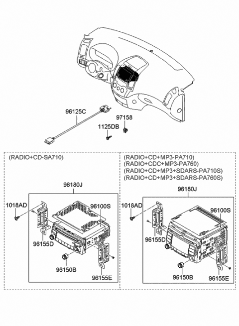 2011 Hyundai Elantra Touring Deck Assembly-Audio Diagram for 96144-2L000