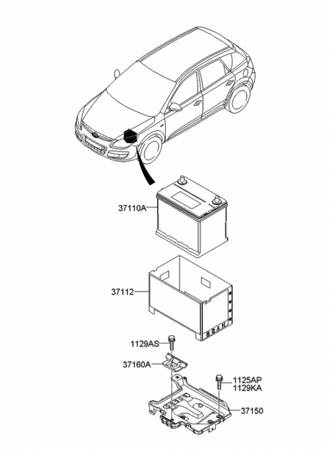 2008 Hyundai Elantra Touring Battery & Cable Diagram