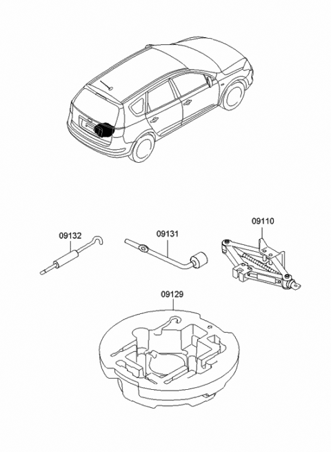 2012 Hyundai Elantra Touring Jack Assembly Diagram for 09110-2H000
