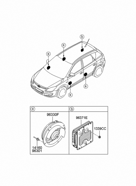 2009 Hyundai Elantra Touring Door Speaker And Protector Assembly Diagram for 96330-2H100