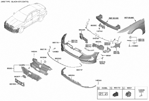 Front Bumper - 2020 Hyundai Sonata