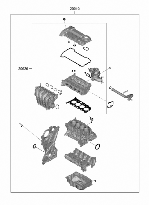 2021 Hyundai Sonata Gasket Kit-Engine Overhaul Diagram for 20910-2SH01