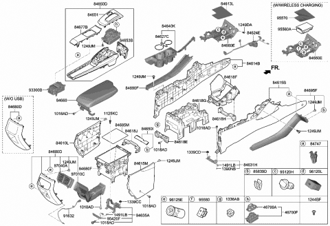 2021 Hyundai Sonata Cover-Console,Ctr Diagram for 846E3-L0000-NNB