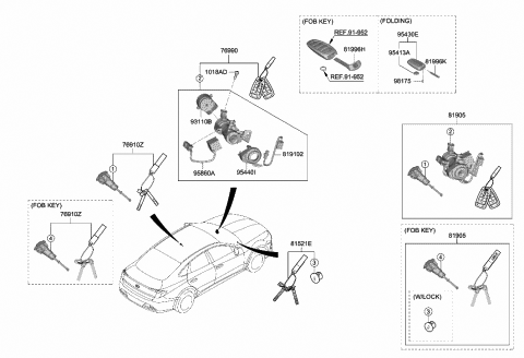 2021 Hyundai Sonata SOLENOID Assembly-Key INTERMEDIATED Lock Diagram for 95860-2B001