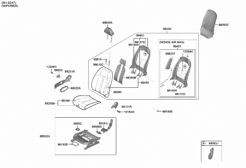 2020 Hyundai Sonata Shield Cover-FR Seat OTR,RH Diagram for 88021-L0020-NNB