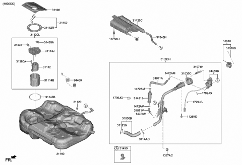 2020 Hyundai Sonata Hose-Canister To Tube Diagram for 31348-L0000