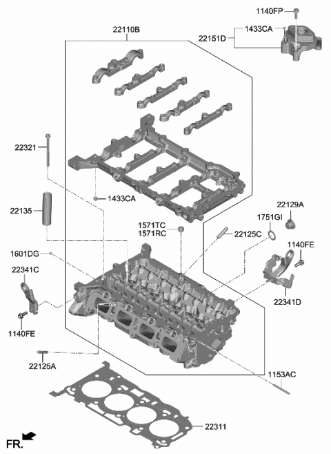 2020 Hyundai Sonata Bolt-Cylinder Head Diagram for 22321-2S000