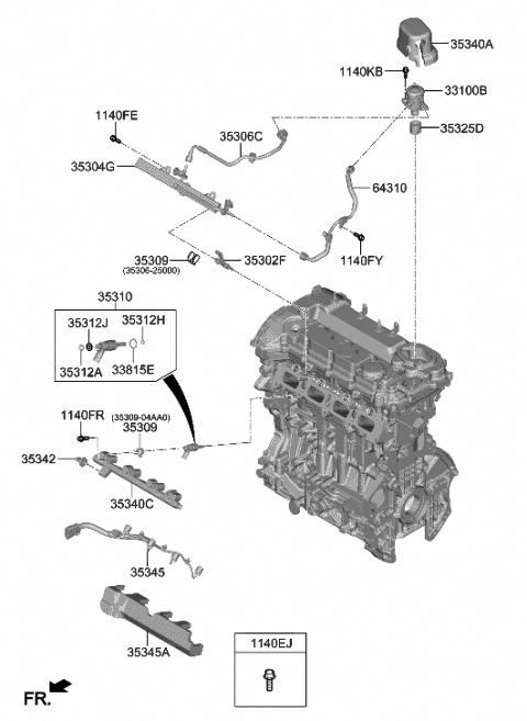 2021 Hyundai Sonata Combustion Seal Ring Diagram for 35312-04AA0