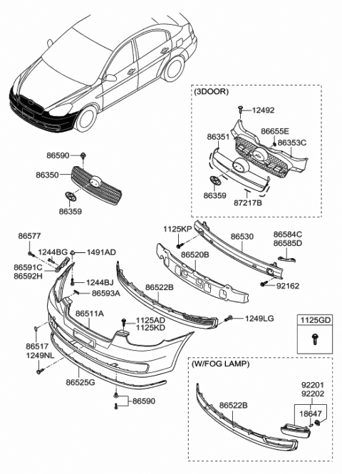 2008 Hyundai Accent Washer Diagram for 86577-1E000
