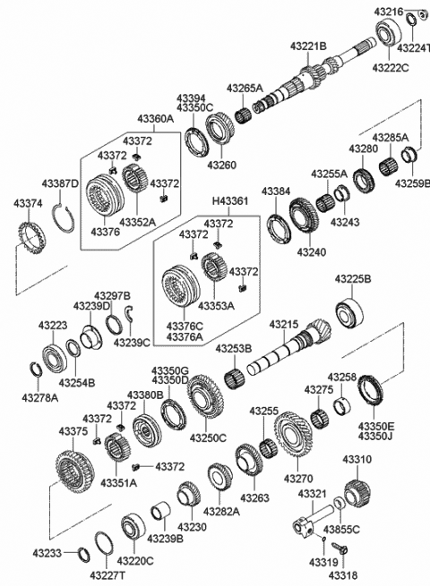 2009 Hyundai Accent STOPPER-SYNCHRONIZER Key Diagram for 43387-23150