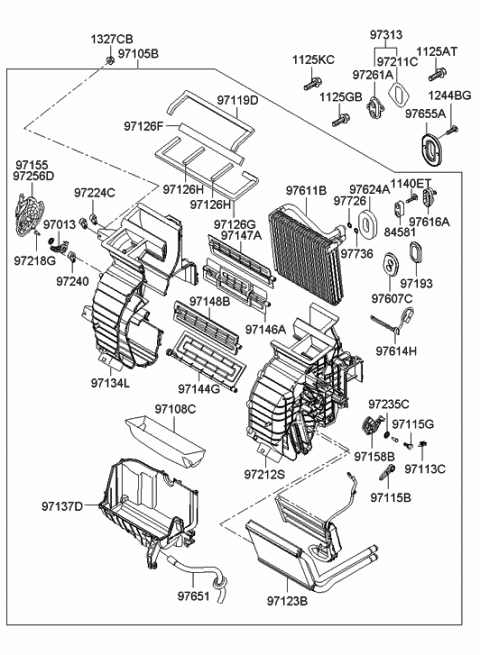 2010 Hyundai Accent Bracket-Evaporator Core Tube Fix Diagram for 97607-25000