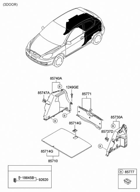 2011 Hyundai Accent Cover Assembly-Luggage Side,LH Diagram for 85735-1E500-WK