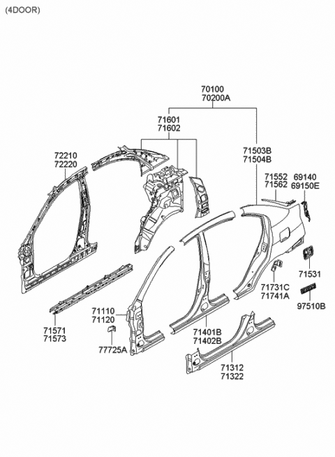 Genuine Hyundai 85860-24211-FD Pillar Trim Assembly Rear Right