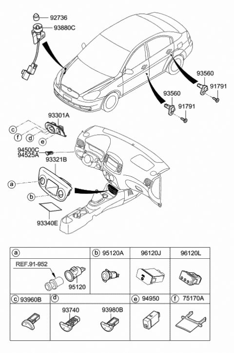 2010 Hyundai Accent Jack Assembly-Aux & Usb Diagram for 96120-1E035-QS