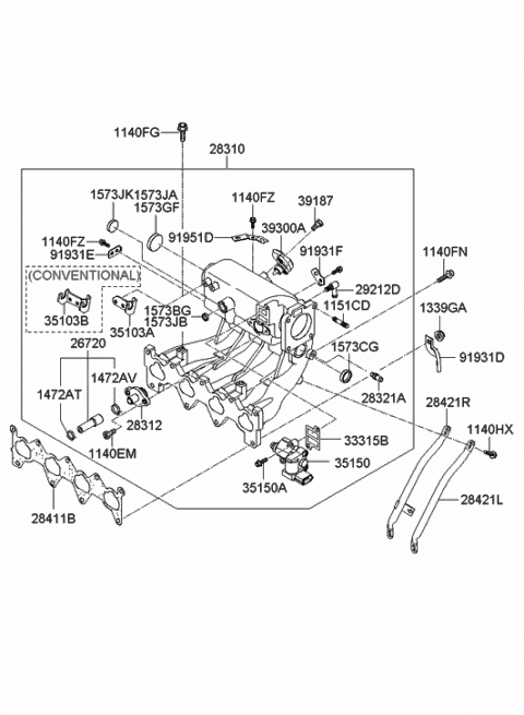 2006 Hyundai Accent Manifold Assembly-Intake Diagram for 28310-26980
