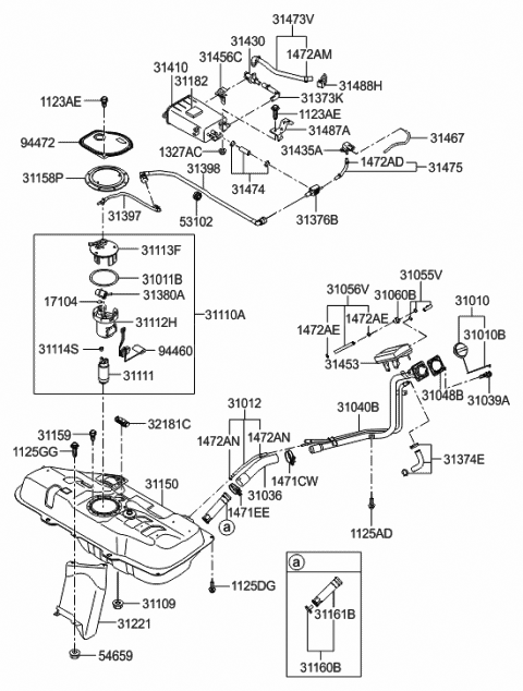 Genuine Hyundai 31455-1R500 Vapor Canister Filter Tube Assembly Genuine Hyundai 31455-1R500 Vapor Canister Filter Tube Assembly