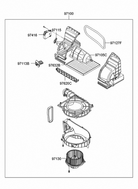 2010 Hyundai Accent Air Filter Assembly Diagram for 97133-1E100