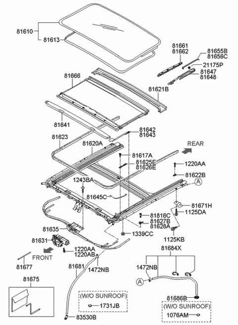 2007 Hyundai Accent Seal-Tape Sunroof Diagram for 81623-2F000