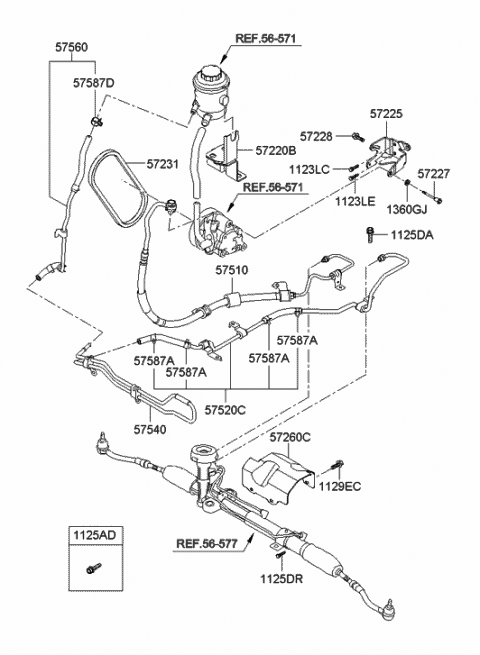 Genuine Hyundai 57564-2E000 Power Steering Return Hose Genuine Hyundai 57564-2E000 Power Steering Return Hose