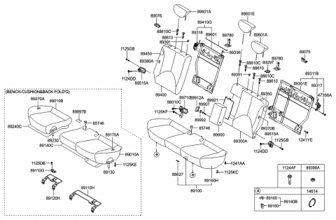 2008 Hyundai Accent Lock Assembly-Rear Seat Back,LH Diagram for 89330-1G100