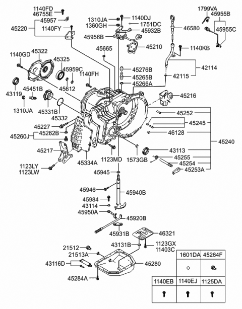 2007 Hyundai Accent Bracket Assembly-Shift Cable Diagram for 45954-22311