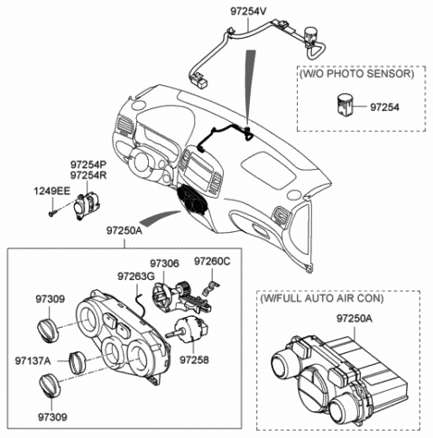 2005 Hyundai Accent Switch Assembly-Temperature Diagram for 97262-1E000