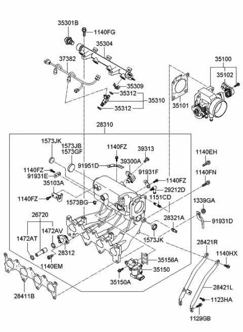 2006 Hyundai Accent Manifold Assembly-Intake Diagram for 28310-26940