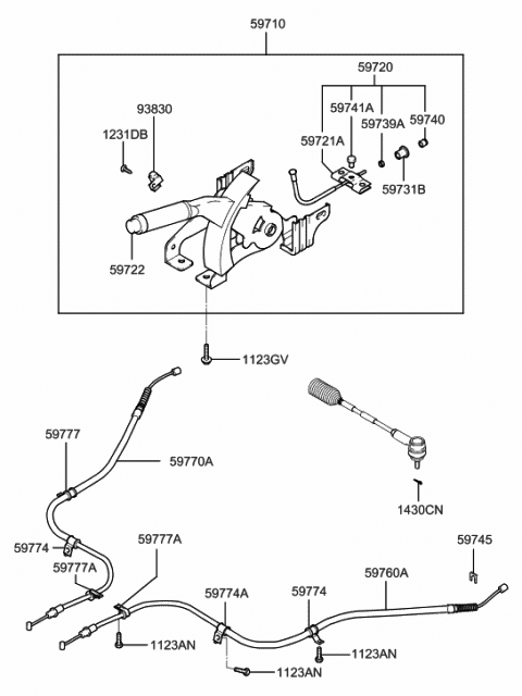 59770-2C310 Genuine Hyundai Cable Assembly-Parking Brake,RH