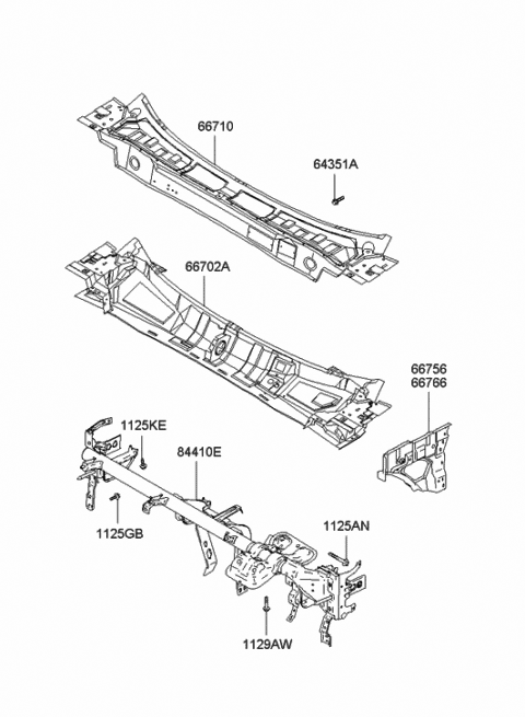 84410-2C310 Genuine Hyundai Bar Assembly-Cowl Cross