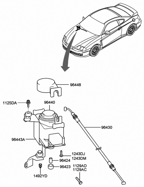 2001 Hyundai Tiburon Cable Assembly-Automatic Cruise Diagram for 96430-2C000