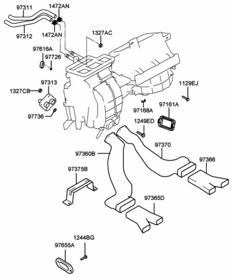 Genuine Hyundai 97311-25150 Heater/Coolant Inlet Hose Genuine Hyundai 97311-25150 Heater/Coolant Inlet Hose