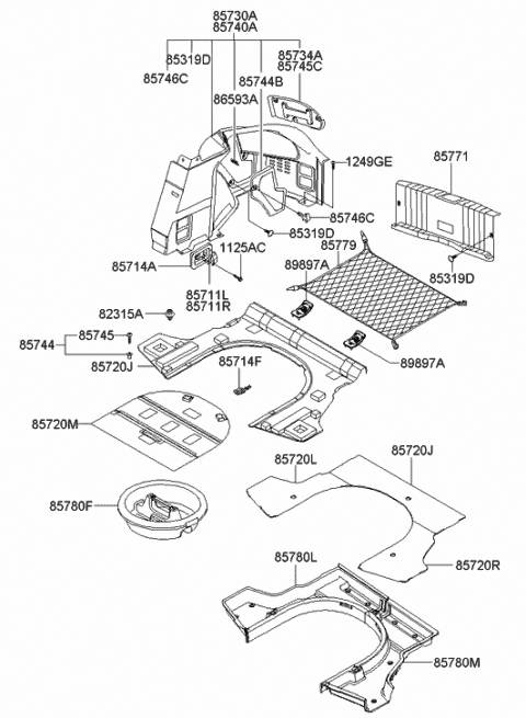 2005 Hyundai Tiburon Trim Assembly-Luggage Side LH Diagram for 85730-2C300-LK