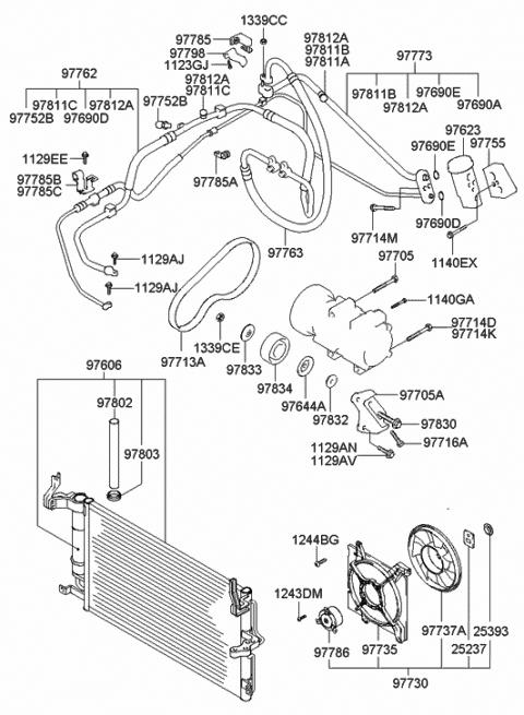 2004 Hyundai Tiburon Motor-Condensor Cooling Fan Diagram for 97786-2C000