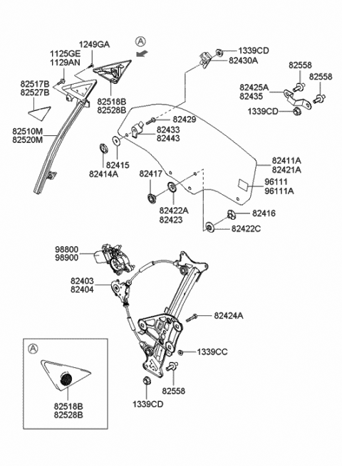 2005 Hyundai Tiburon Channel Assembly-Front Door Front Diagram for 82510-2C000