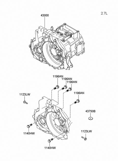 2004 Hyundai Tiburon Transmission Assembly-Manual Diagram for 43000-39920