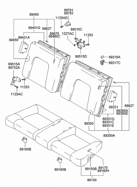 2006 Hyundai Tiburon GARNISH-Rear Seat Back Tilt GARNISH Diagram for 89317-2C000-LK