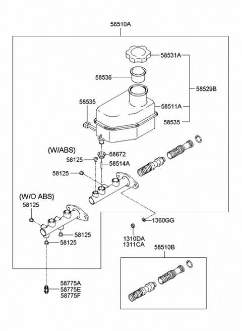 2006 Hyundai Elantra Cylinder Kit-Brake Master Diagram for 58510-24A00