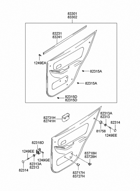 2005 Hyundai Elantra Weatherstrip-Rear Door Belt Inside LH Diagram for 83231-2D000