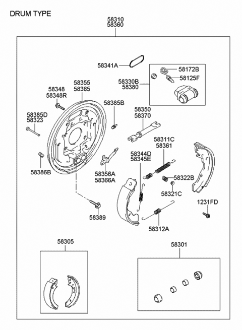 2002 Hyundai Elantra Cylinder Assembly-Wheel,RH Diagram for 58380-2D020