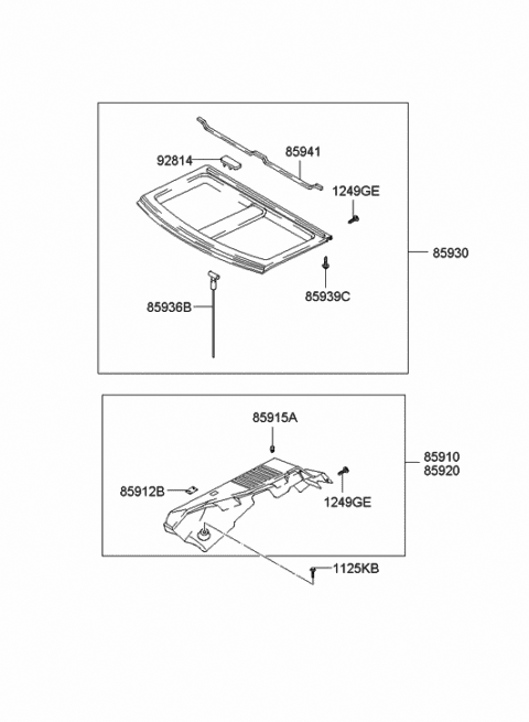 2004 Hyundai Elantra Trim Assembly-Cover Shelf Side RH Diagram for 85920-2D000-OH