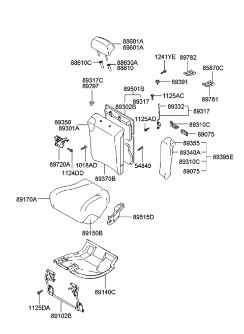 2000 Hyundai Elantra Lock Assembly-Rear Seat Back,LH Diagram for 89331-2D706