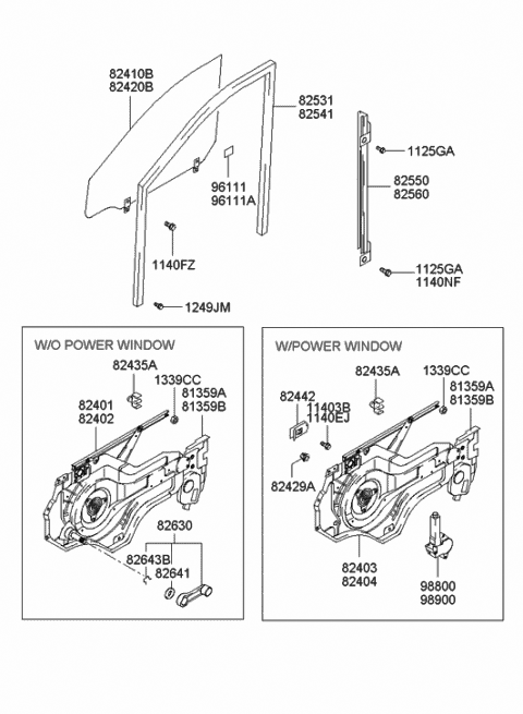 2000 Hyundai Elantra Motor Assembly-Power Window Regulator,LH Diagram for 82450-2D001