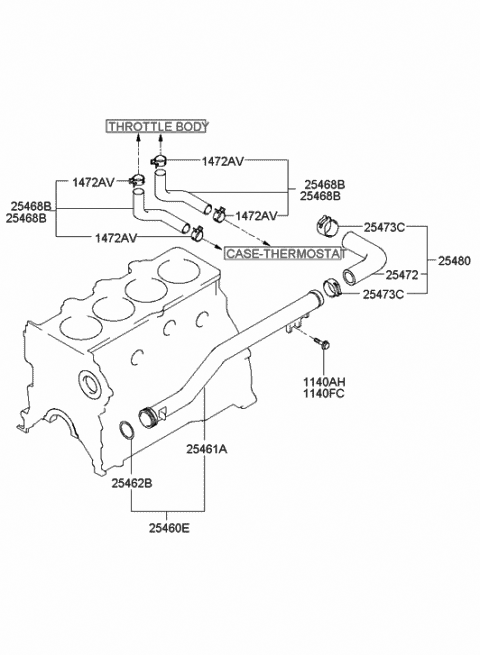 2001 Hyundai Elantra Pipe Assembly-Coolant Diagram for 25461-23000