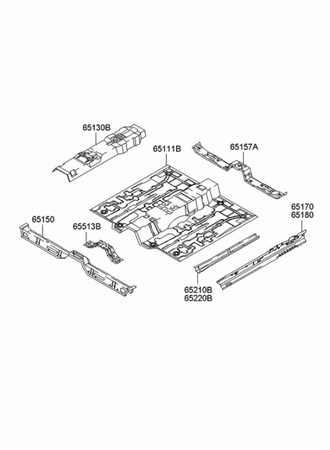 2005 Hyundai Elantra Member Assembly-Center Floor Side,LH Diagram for 65210-2D010