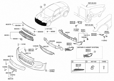 2015 Hyundai Genesis Coupe Moulding-Front Bumper Diagram for 86541-2M310
