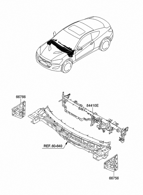 2013 Hyundai Genesis Coupe Bar Assembly-Cowl Cross Diagram for 84410-2M550