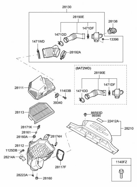 Genuine Hyundai 28130-2M300 Air Intake Hose Assembly Genuine Hyundai 28130-2M300 Air Intake Hose Assembly